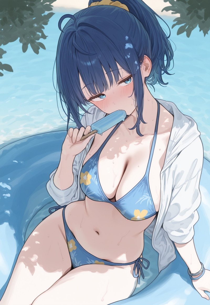 Ảnh anime mặc bikini với tạo hình nhân vật dễ thương.