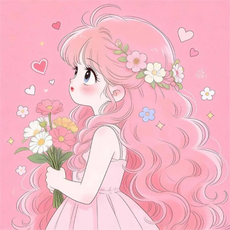 Avatar màu hồng cute hình mèo đáng yêu