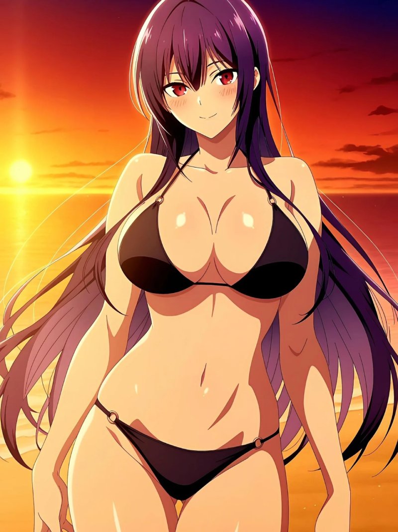 Ảnh anime mặc bikini với phong cách đáng yêu.